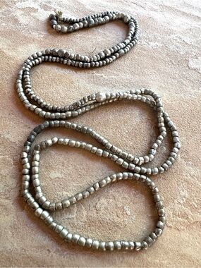 Vintage Ethiopian Handmade Silver Alloy African Trade Bead Strand Patina
